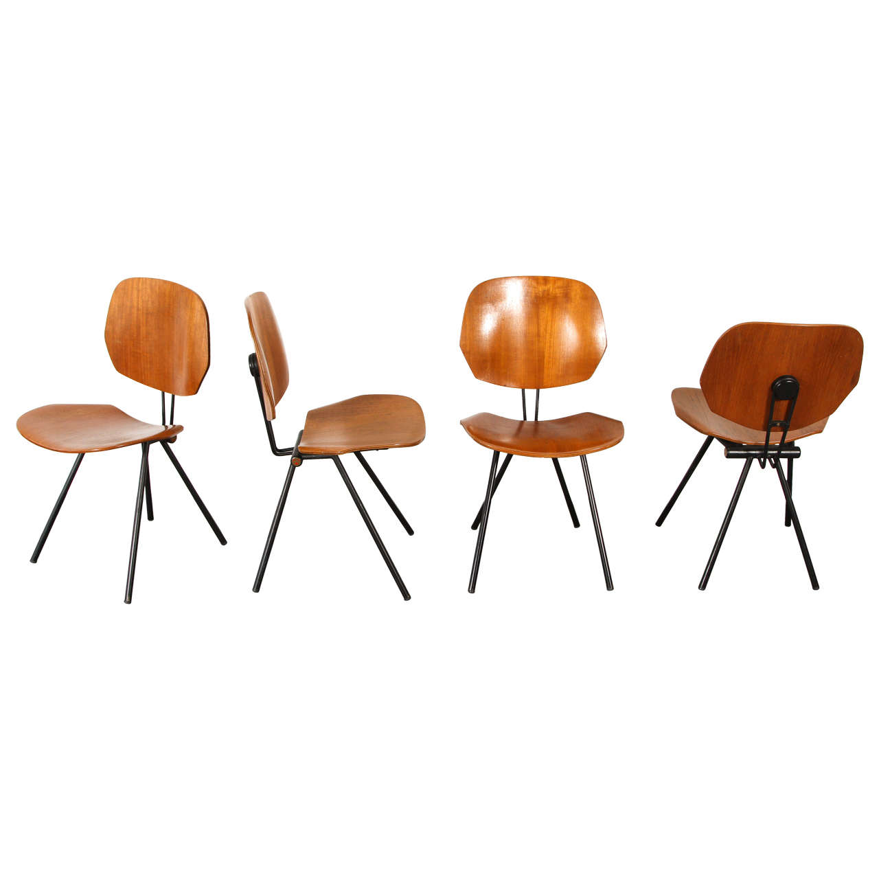 Set of Four Osvaldo Borsani Chairs For Sale